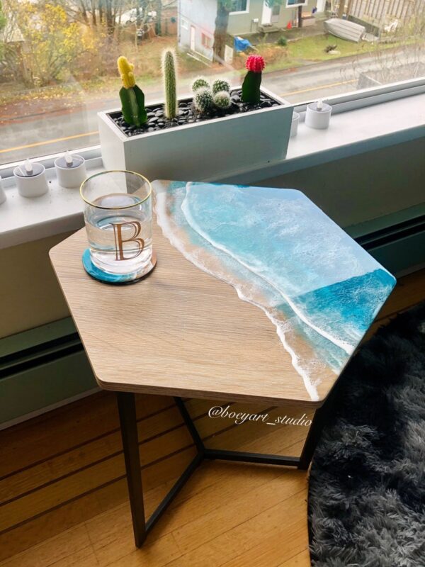 Epoxy resin side table - epoxy resin coffee table-epoxy resin bed side